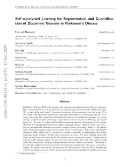 Self-supervised Learning for Segmentation and Quantification of Dopamine
  Neurons in Parkinson's Disease
