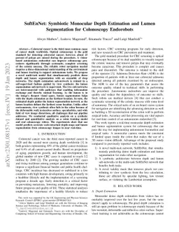SoftEnNet: Symbiotic Monocular Depth Estimation and Lumen Segmentation
  for Colonoscopy Endorobots