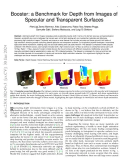 Booster: a Benchmark for Depth from Images of Specular and Transparent
  Surfaces