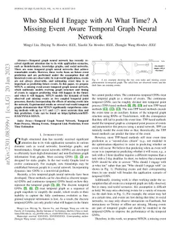 Who Should I Engage with At What Time? A Missing Event Aware Temporal
  Graph Neural Network