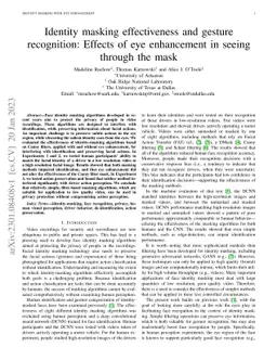 Identity masking effectiveness and gesture recognition: Effects of eye
  enhancement in seeing through the mask