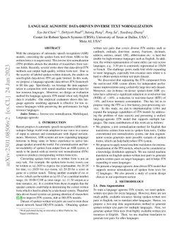 Language Agnostic Data-Driven Inverse Text Normalization