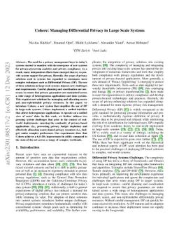 Cohere: Managing Differential Privacy in Large Scale Systems