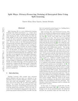 Split Ways: Privacy-Preserving Training of Encrypted Data Using Split
  Learning