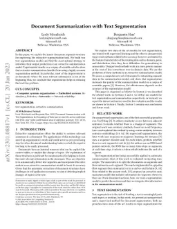 Document Summarization with Text Segmentation