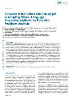 A Review of the Trends and Challenges in Adopting Natural Language
  Processing Methods for Education Feedback Analysis