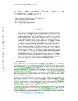 ManyDG: Many-domain Generalization for Healthcare Applications