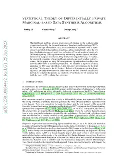 Statistical Theory of Differentially Private Marginal-based Data
  Synthesis Algorithms