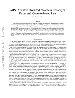 ABS: Adaptive Bounded Staleness Converges Faster and Communicates Less