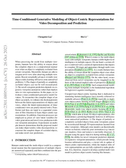Time-Conditioned Generative Modeling of Object-Centric Representations
  for Video Decomposition and Prediction