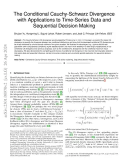 The Conditional Cauchy-Schwarz Divergence with Applications to Time-Series Data and Sequential Decision Making