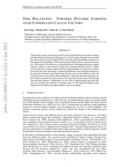 Tier Balancing: Towards Dynamic Fairness over Underlying Causal Factors