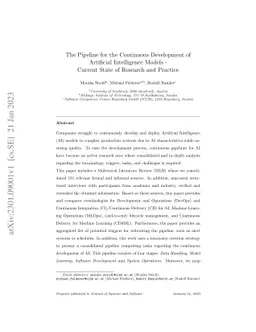 The Pipeline for the Continuous Development of Artificial Intelligence
  Models -- Current State of Research and Practice