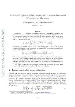 Statistically Optimal Robust Mean and Covariance Estimation for
  Anisotropic Gaussians
