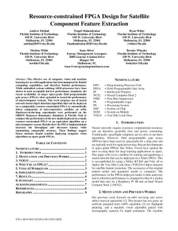 Resource-constrained FPGA Design for Satellite Component Feature
  Extraction