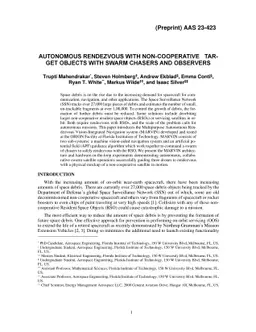 Autonomous Rendezvous with Non-cooperative Target Objects with Swarm
  Chasers and Observers
