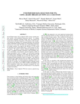 Unsupervised Data Selection for TTS: Using Arabic Broadcast News as a
  Case Study