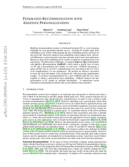 Federated Recommendation with Additive Personalization