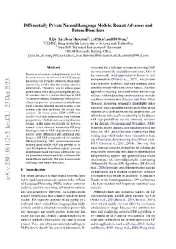 Differentially Private Natural Language Models: Recent Advances and
  Future Directions