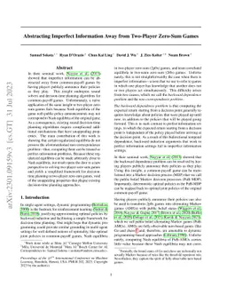 Abstracting Imperfect Information Away from Two-Player Zero-Sum Games