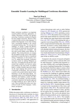 Ensemble Transfer Learning for Multilingual Coreference Resolution
