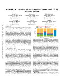 AttMEMO : Accelerating Transformers with Memoization on Big Memory
  Systems