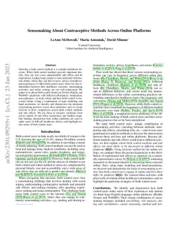 Sensemaking About Contraceptive Methods Across Online Platforms