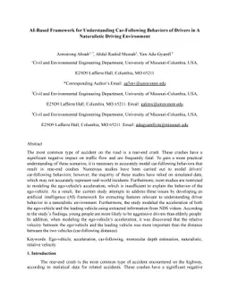 AI-Based Framework for Understanding Car Following Behaviors of Drivers
  in A Naturalistic Driving Environment