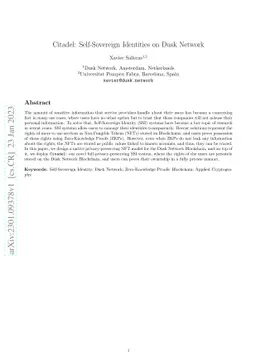 Citadel: Self-Sovereign Identities on Dusk Network