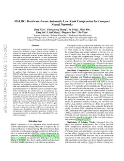 HALOC: Hardware-Aware Automatic Low-Rank Compression for Compact Neural
  Networks