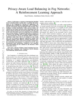 Privacy-Aware Load Balancing in Fog Networks: A Reinforcement Learning
  Approach