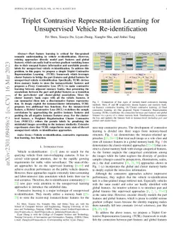 Triplet Contrastive Representation Learning for Unsupervised Vehicle
  Re-identification