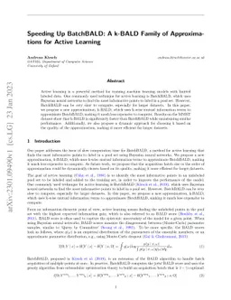 Speeding Up BatchBALD: A k-BALD Family of Approximations for Active
  Learning