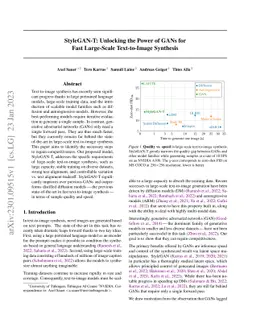 StyleGAN-T: Unlocking the Power of GANs for Fast Large-Scale
  Text-to-Image Synthesis