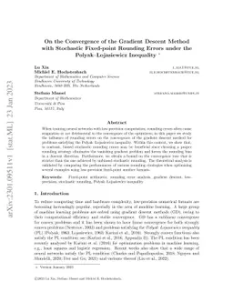 On the Convergence of the Gradient Descent Method with Stochastic Fixed-point Rounding Errors under the Polyak-Lojasiewicz Inequality