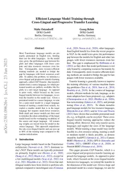 Efficient Language Model Training through Cross-Lingual and Progressive
  Transfer Learning