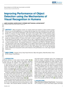 Improving Performance of Object Detection using the Mechanisms of Visual
  Recognition in Humans