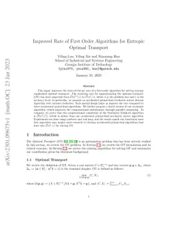 Improved Rate of First Order Algorithms for Entropic Optimal Transport