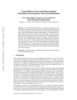 A Data-Efficient Visual-Audio Representation with Intuitive Fine-tuning
  for Voice-Controlled Robots