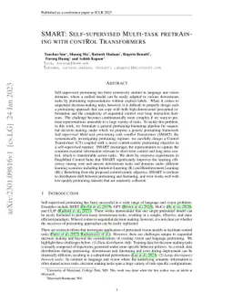SMART: Self-supervised Multi-task pretrAining with contRol Transformers