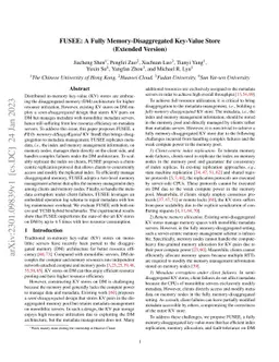 FUSEE: A Fully Memory-Disaggregated Key-Value Store (Extended Version)