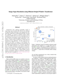 Image Super-Resolution using Efficient Striped Window Transformer