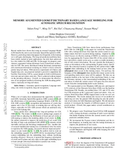 Memory Augmented Lookup Dictionary based Language Modeling for Automatic
  Speech Recognition