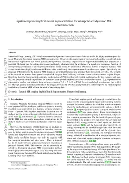 Spatiotemporal implicit neural representation for unsupervised dynamic
  MRI reconstruction