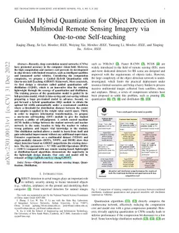 Guided Hybrid Quantization for Object detection in Multimodal Remote
  Sensing Imagery via One-to-one Self-teaching