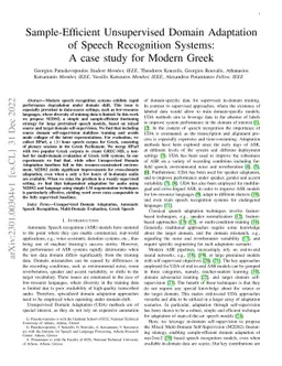 Sample-Efficient Unsupervised Domain Adaptation of Speech Recognition
  Systems A case study for Modern Greek