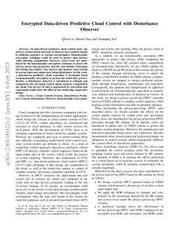 Encrypted Data-driven Predictive Cloud Control with Disturbance Observer