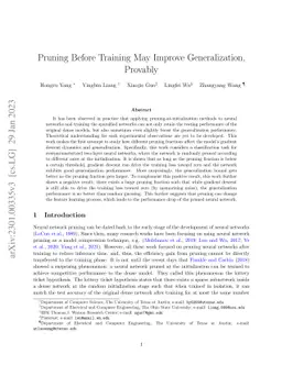Pruning Before Training May Improve Generalization, Provably