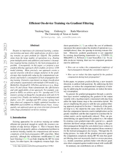 Efficient On-device Training via Gradient Filtering