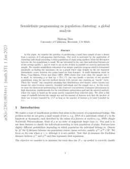 Semidefinite programming on population clustering: a global analysis